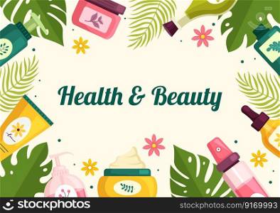 Beauty and Health Illustration with Natural Cosmetics and Eco Products for Problematic Skin or Treatment Face in Women Cartoon Hand Drawn Templates