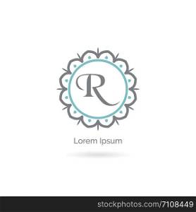 Beauty brand letter R vector icon. Luxury R letter logo. Vector illustration decorative and ornamental monogram.