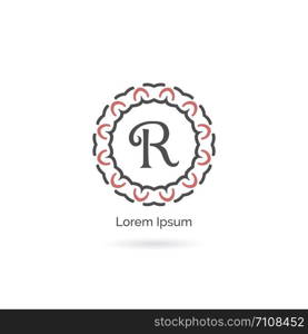 Beauty brand letter R vector icon. Luxury R letter logo. Vector illustration decorative and ornamental monogram.