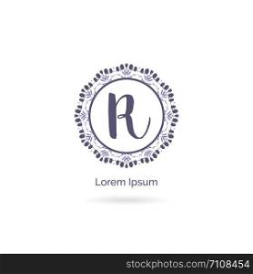 Beauty brand letter R vector icon. Luxury R letter logo. Vector illustration decorative and ornamental monogram
