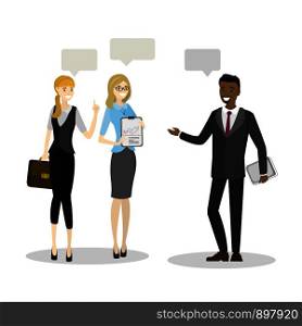 Beauty business people talk or teamwork brainstorming,isolated on white background,cartoon vector illustration. Beauty business people talk or teamwork brainstorming