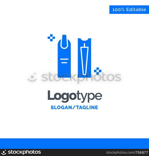 Beauty, Cleaning, Cosmetic, Hygiene, Makeup Blue Solid Logo Template. Place for Tagline