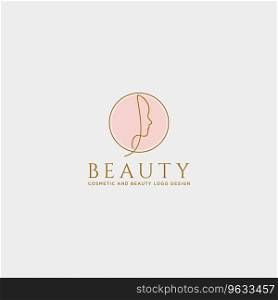 Beauty cosmetic line art logo template icon Vector Image