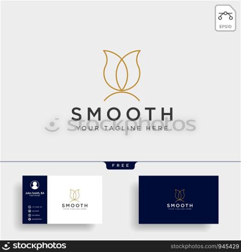 beauty cosmetic line art logo template vector illustration icon element isolated with business card- vector. beauty cosmetic line art logo template vector illustration icon element