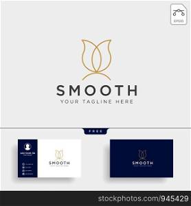 beauty cosmetic line art logo template vector illustration icon element isolated with business card- vector. beauty cosmetic line art logo template vector illustration icon element