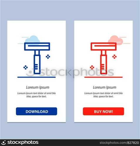 Beauty, Cosmetic, Razor, Salon Blue and Red Download and Buy Now web Widget Card Template