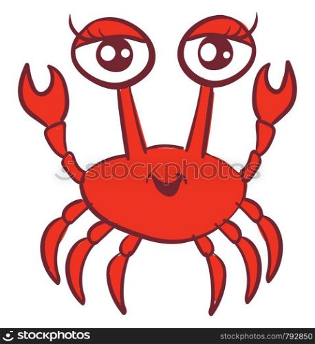 Beauty crab, illustration, vector on white background.