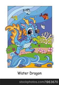 Beauty cute mermaid swims with a clown fishes. Vector cartoon illustration in a cartoon children style. For education, print, game, decor, puzzle, design, sticker, cards and fabric. Cute mermaid swims with a clown fishes colorful illustration