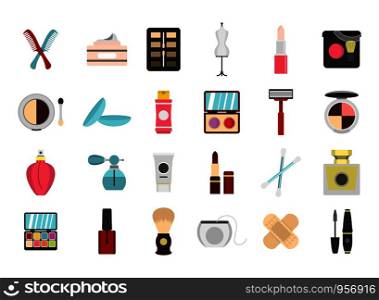 Beauty element icon set. Flat set of beauty element vector icons for web design isolated on white background. Beauty element icon set, flat style