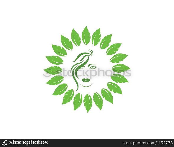 beauty face woman with leaves vector icon illustration design