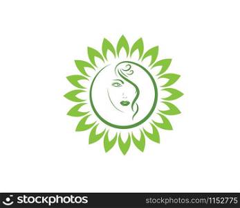 beauty face woman with leaves vector icon illustration design