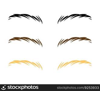 Beauty fashion eyebrows icon set, vector graphic poster, isolated glamour print, salon beauty artist, black, brown and blonde brow design.