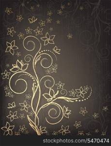 Beauty Floral Background Brown And Golden Background