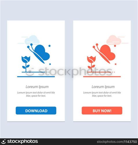 Beauty, Flower, Butterfly Blue and Red Download and Buy Now web Widget Card Template