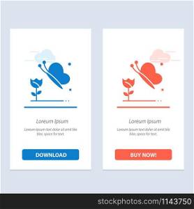 Beauty, Flower, Butterfly Blue and Red Download and Buy Now web Widget Card Template