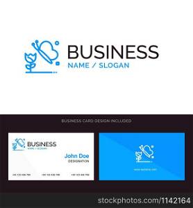 Beauty, Flower, Butterfly Blue Business logo and Business Card Template. Front and Back Design