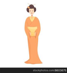 Beauty geisha icon cartoon vector. Japanese female. Traditional kimono. Beauty geisha icon cartoon vector. Japanese female