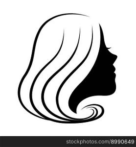 Beauty girl face icon. Women face silhouette, vector illustration.