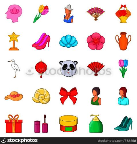 Beauty icons set. Cartoon set of 25 beauty vector icons for web isolated on white background. Beauty icons set, cartoon style