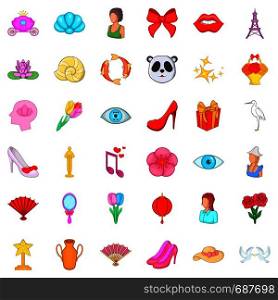 Beauty icons set. Cartoon style of 36 beauty vector icons for web isolated on white background. Beauty icons set, cartoon style