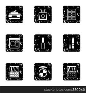 Beauty icons set. Grunge illustration of 9 beauty vector icons for web. Beauty icons set, grunge style