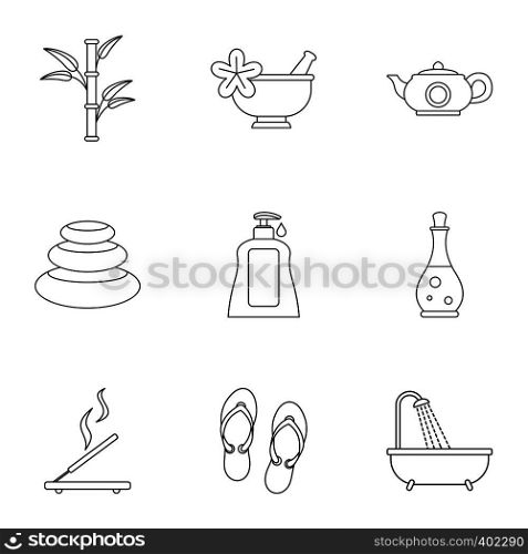 Beauty icons set. Outline illustration of 9 beauty vector icons for web. Beauty icons set, outline style