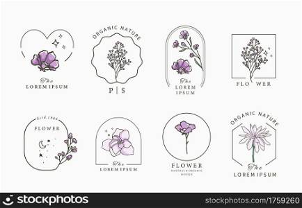 Beauty lavender,magnolia collection.Vector illustration for icon,sticker,printable and tattoo