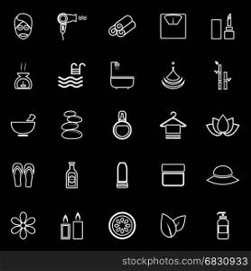 Beauty line icons on black background, stock vector