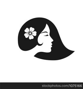 Beauty Logo Design Vector For Spa and Salon, Beauty Face Image with flower in hear vector