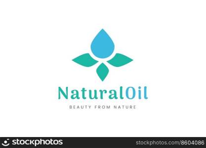 Beauty logo with oil droplet and leaf shape