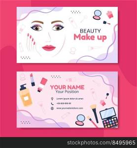 Beauty Makeup Card Horizontal Template Flat Cartoon Background Vector Illustration