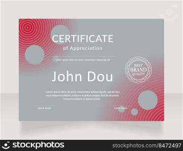 Beauty master appreciation certificate design template. Vector diploma with customized copyspace and borders. Printable document for awards and recognition. Lato, Calibri Regular fonts used. Beauty master appreciation certificate design template