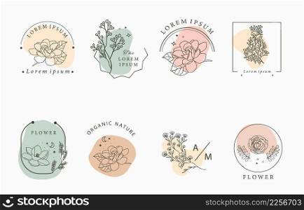 Beauty occult collection with geometric,flower.Vector illustration for icon,sticker,printable and tattoo