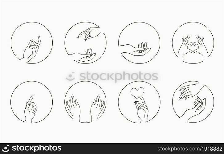 Beauty occult collection with hand,geometric,heart.Vector illustration for icon,sticker,printable and tattoo