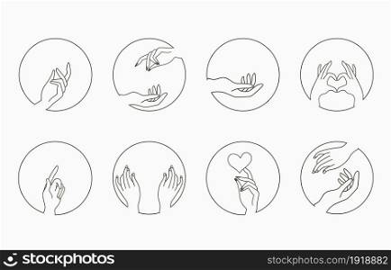 Beauty occult collection with hand,geometric,heart.Vector illustration for icon,sticker,printable and tattoo