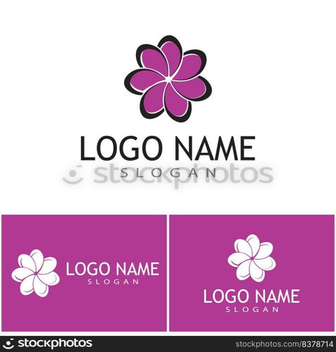 Beauty plumeria icon flowers design illustration Template