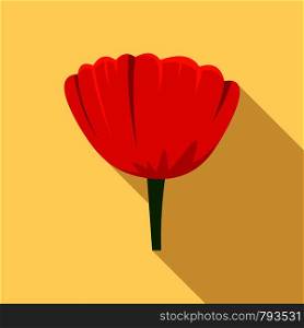 Beauty poppy flower icon. Flat illustration of beauty poppy flower vector icon for web design. Beauty poppy flower icon, flat style