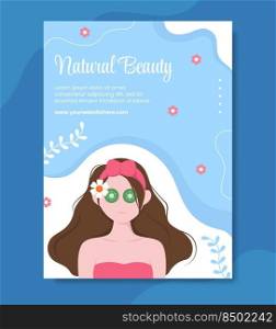 Beauty Poster Template Flat Cartoon Background Vector Illustration