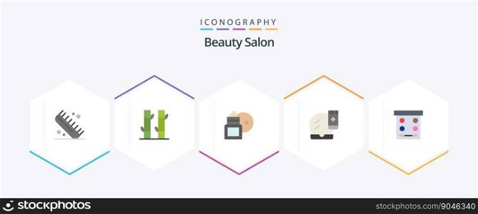 Beauty Salon 25 Flat icon pack including makeover. face compact. yoga. face base. moisturizer