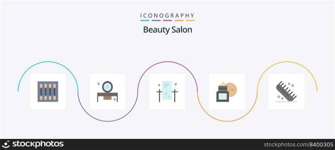 Beauty Salon Flat 5 Icon Pack Including body soothing. body lotion. lowboy table. reflection. grooming