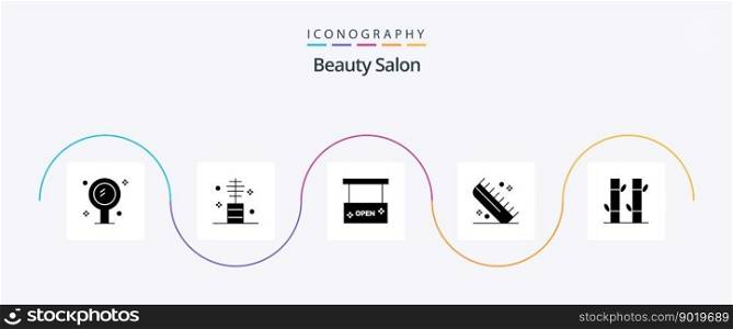 Beauty Salon Glyph 5 Icon Pack Including hair. beauty. makeup. salon. open