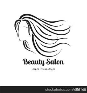 Beauty salon icon with girl face silhouette. Vector illustration. Beauty salon icon with girl face silhouette