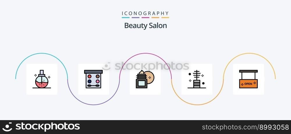 Beauty Salon Line Filled Flat 5 Icon Pack Including makeup. cosmetic. powder. beauty. moisturizer
