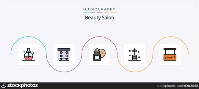 Beauty Salon Line Filled Flat 5 Icon Pack Including makeup. cosmetic. powder. beauty. moisturizer