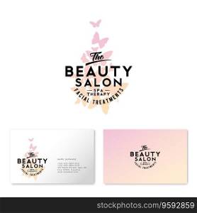 Beauty salon logo watercolor butterflies vector image