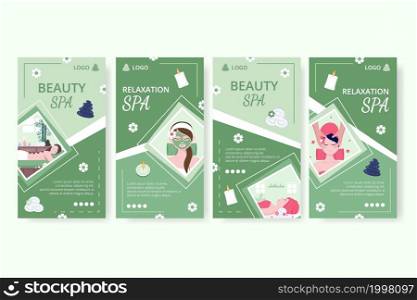 Beauty Spa and Yoga Stories Editable of Square Background Suitable for Social media, Feed, Card, Greetings, Print and Web Internet Ads
