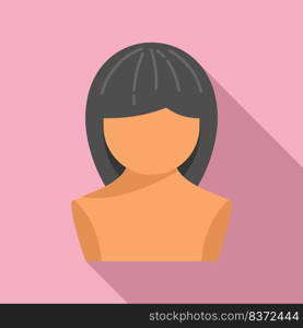 Beauty wig icon flat vector. Head style. Girl model. Beauty wig icon flat vector. Head style