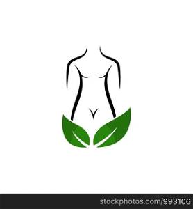 beauty woman body with leaf template vector icon illustration design