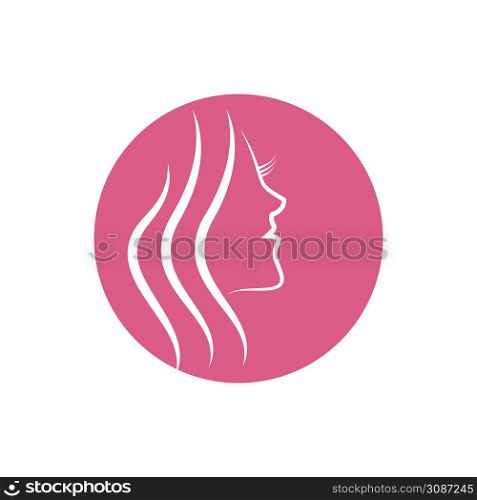Beauty Woman face logo vector flat design