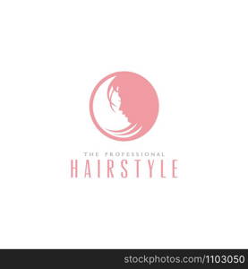 Beauty Woman Silhouette Face with Hair for Saloon Hairstyle Logo design